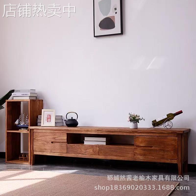 新款老榆木电视柜客厅做旧影视柜实木老门板装饰餐边柜收纳置物架