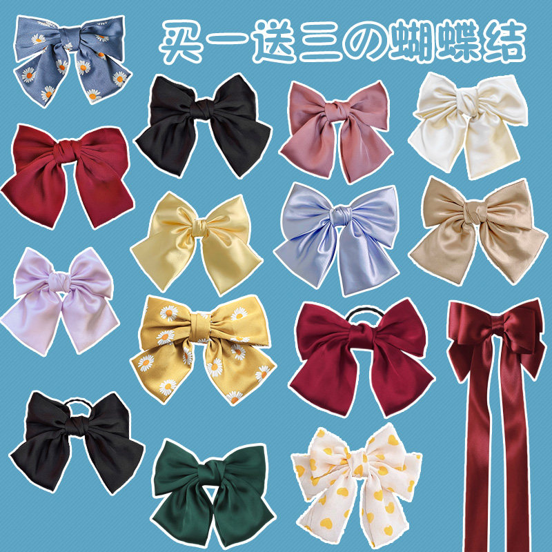 日系jk蝴蝶结发夹发饰网红超仙蝴蝶结头饰周扬青同款发夹大号黑色