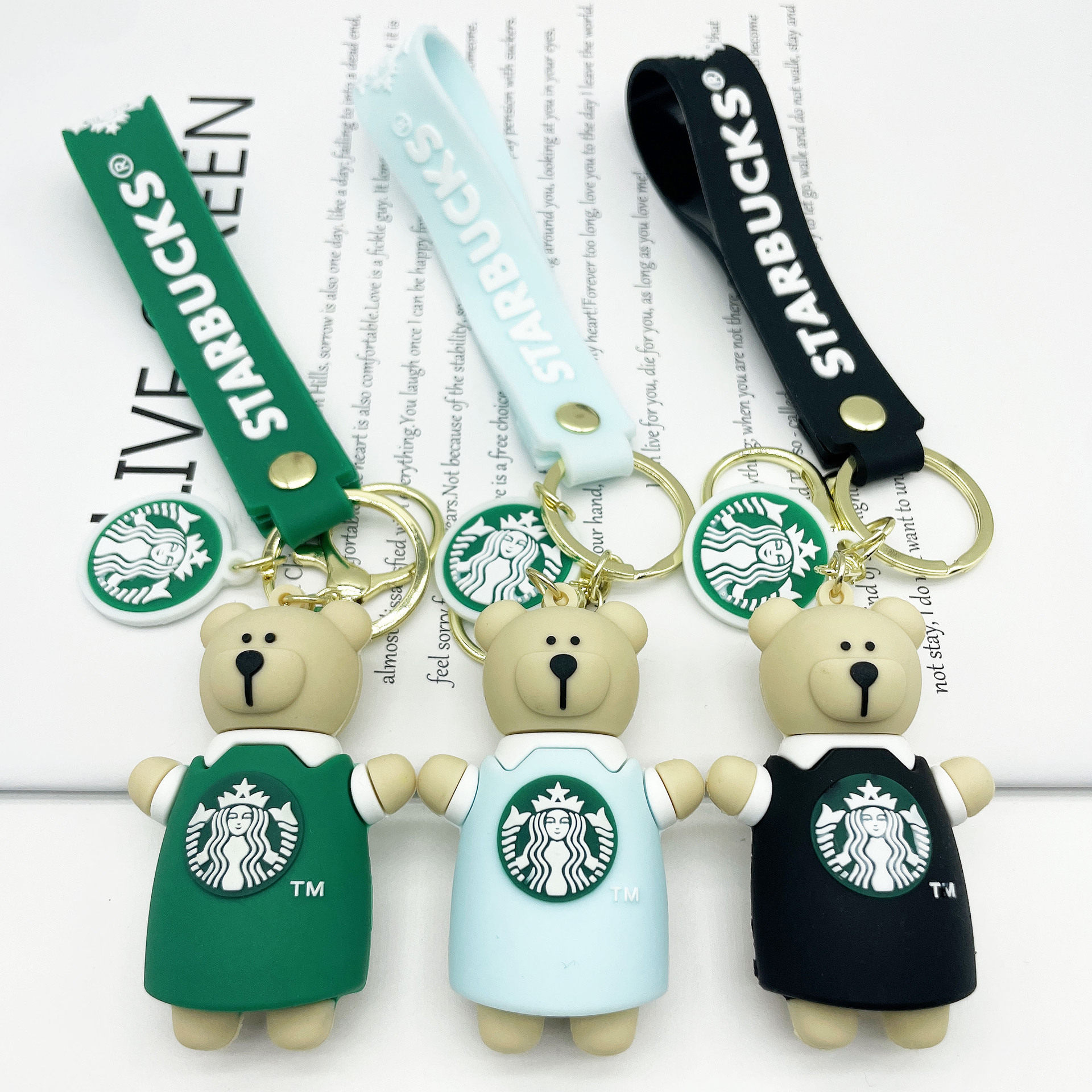 星巴克卡通钥匙扣可爱玩偶挂件小熊公仔汽车钥匙链小礼品娃娃机