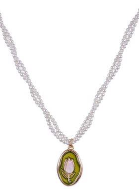 郁金香双层施家珍珠项链