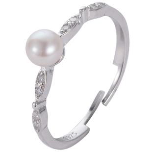 天然淡水珍珠S925纯银戒指女款高级感复古简约轻奢气质可调节小众