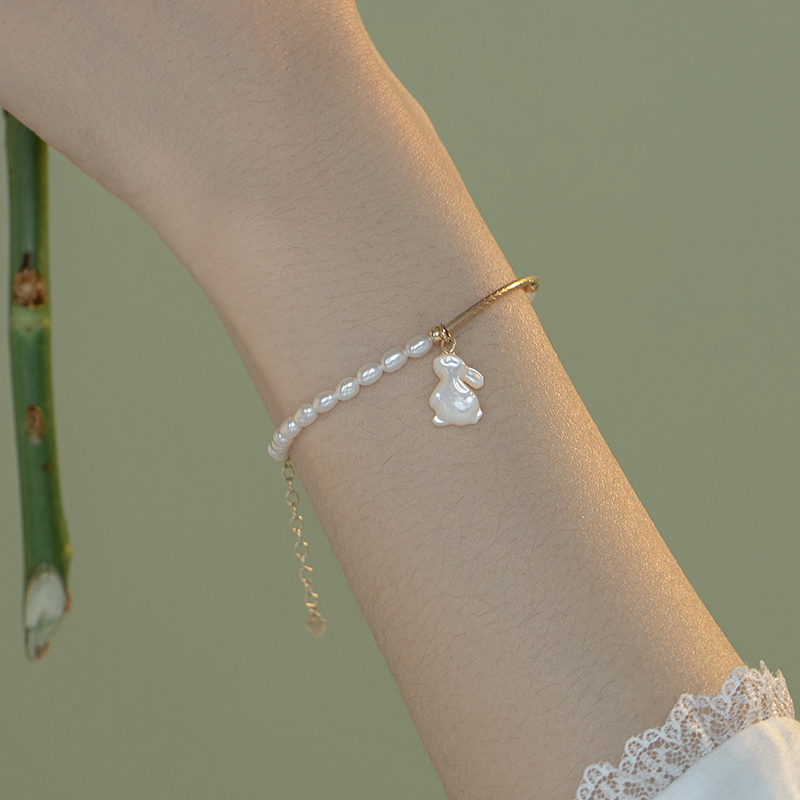 天然小珍珠手链不掉色兔子礼物