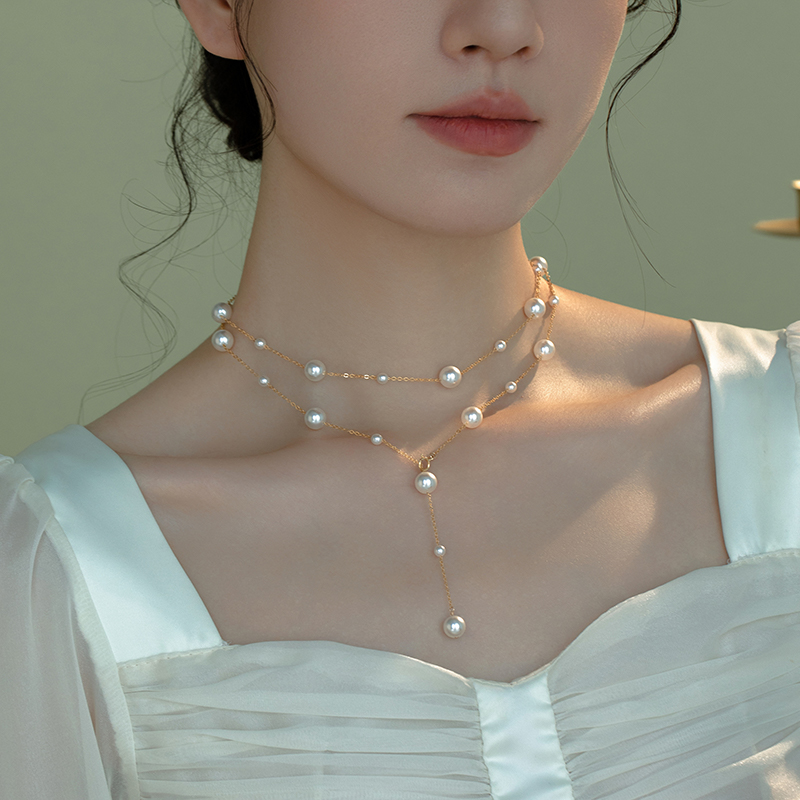 错落满天星施家珍珠毛衣链项链