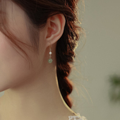 和田玉珍珠耳饰14K包金耳钩轻奢高级感气质复古耳环女设计感小众