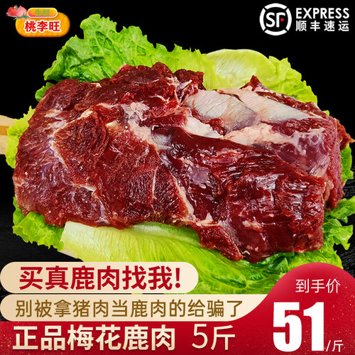 新鲜鹿肉现杀带皮鹿排梅花鹿腿