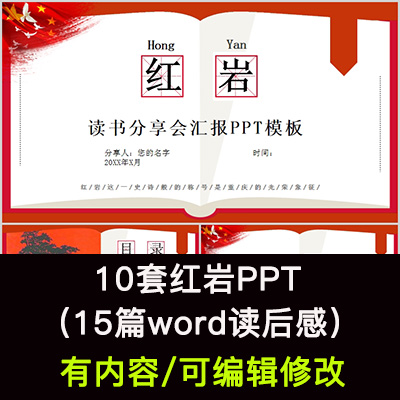 读书分享会 红岩 名著导读后感阅读分享ppt模板课件