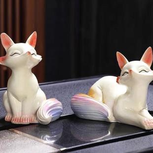 九尾狐狸多肉花盆景装饰摆件户外防水防晒造景装饰白色猴尾柱尾巴