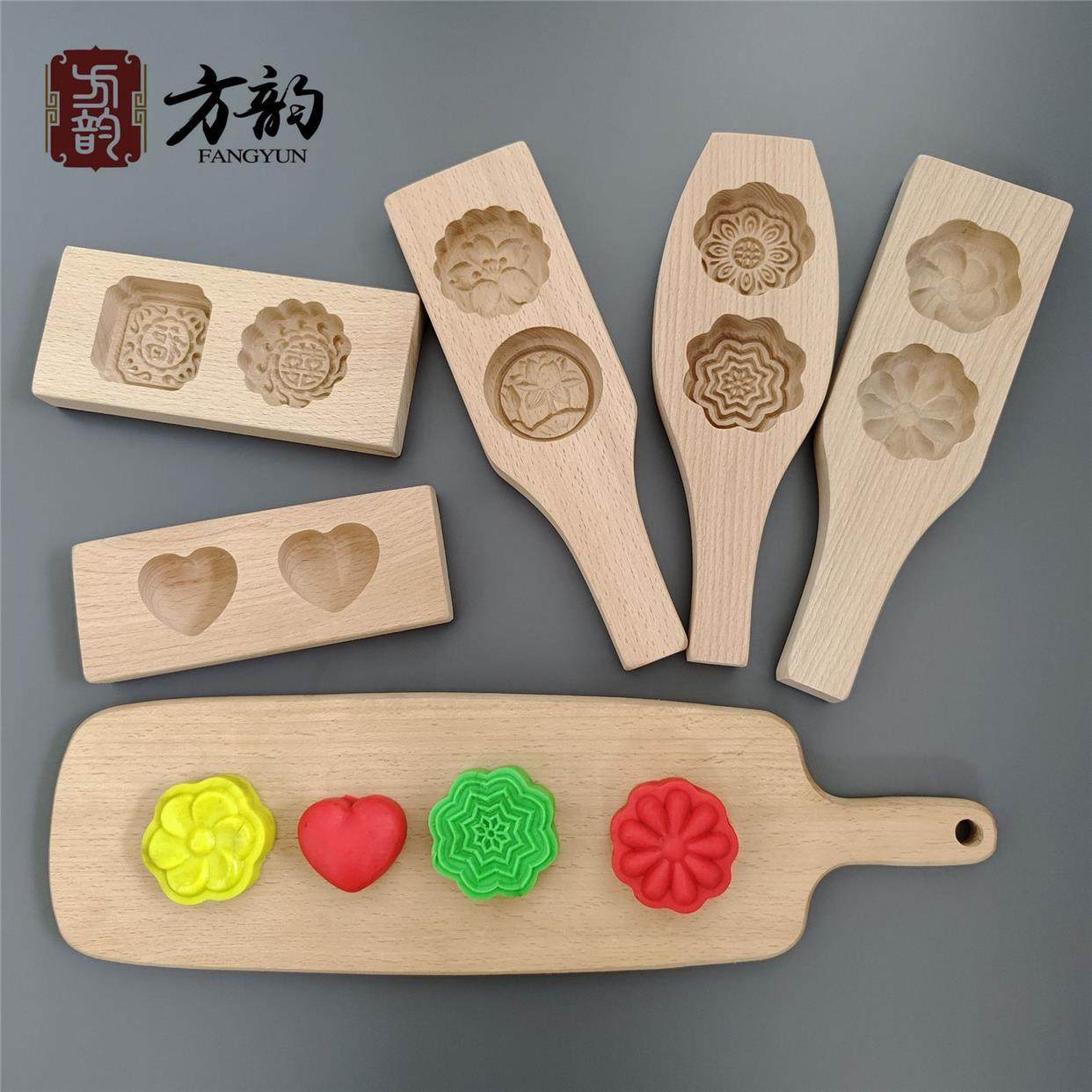 印仔粑模具 叶贴印 手工雕刻加塑料图案艾粿瓜杏仁水晶月饼模具