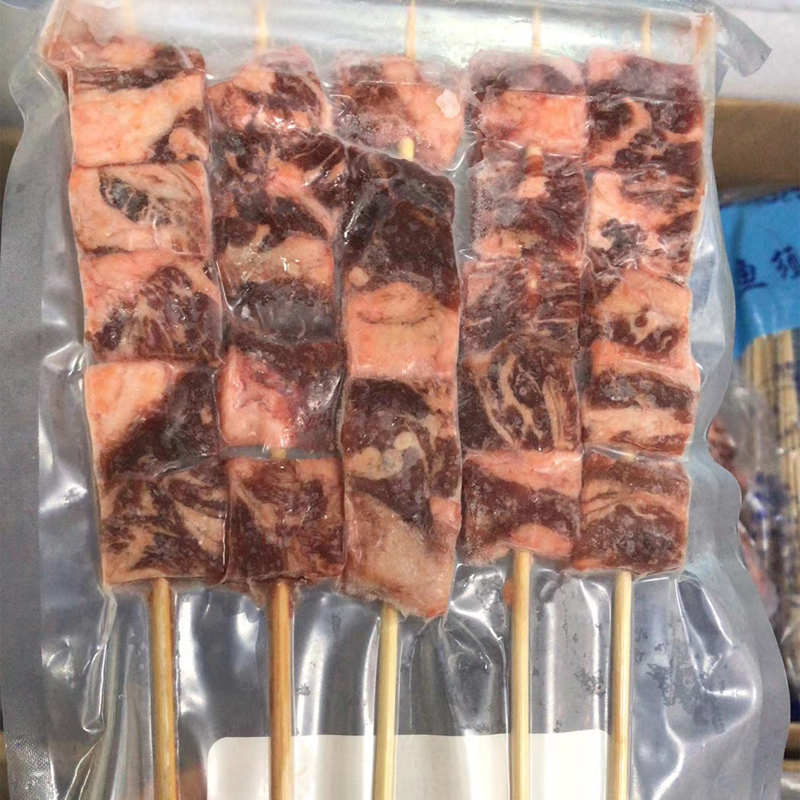 澳洲雪花肥牛烧烤串日式牛肉串商用100串冷冻半成品户外烧烤食材