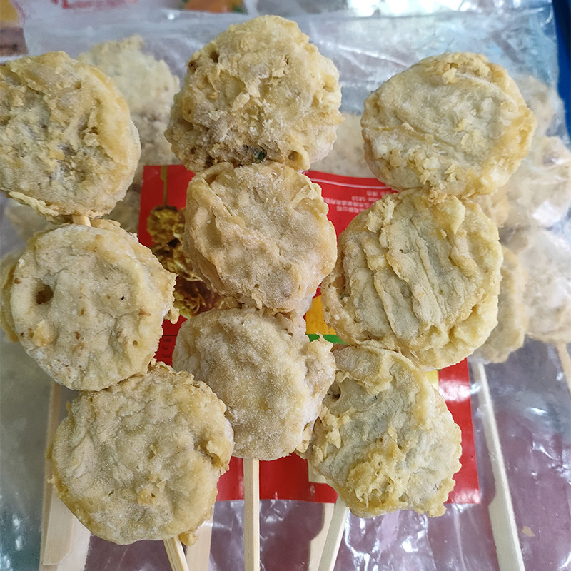 藕夹商用香脆耦盒10包100串莲藕夹肉串素食串烧烤油炸冷冻半成品