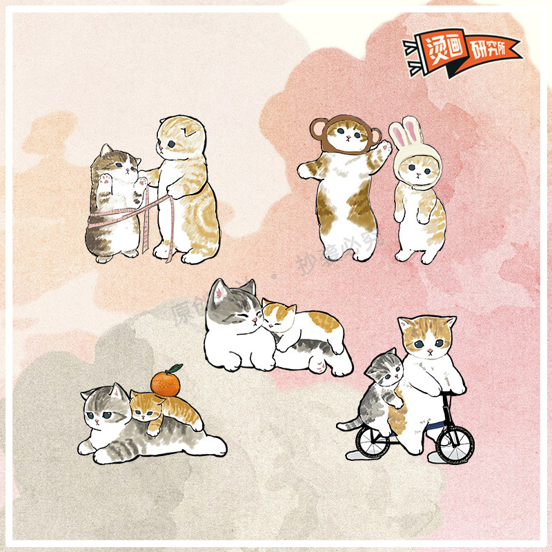 原创设计猫咪文艺烫画贴热转印布贴印花可爱定制布包印图可爱DIY