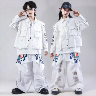 儿童嘻哈街舞演出服少儿hiphop马甲套装女童六一男童架子鼓服装潮