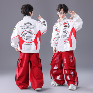 街舞儿童潮服套装男童嘻哈风元旦表演服hiphop女童爵士舞演出服装