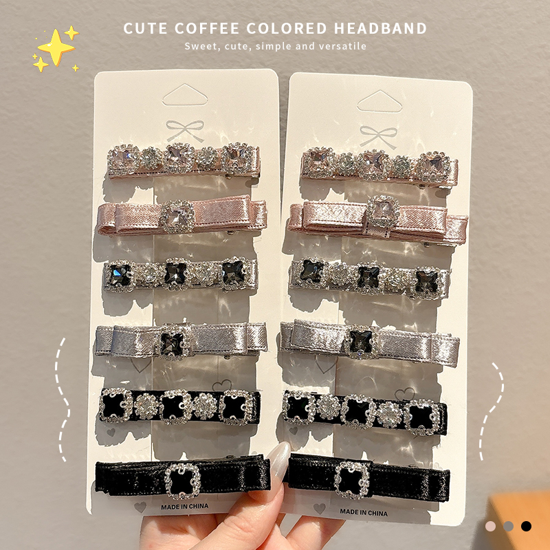 韩系闪钻蝴蝶结发夹女刘海侧边夹