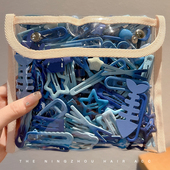 一字夹子蓝色鸭嘴发夹女2025新款 夏季 侧边刘海夹发卡碎发边夹头饰