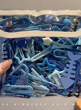 一字夹子蓝色鸭嘴发夹女2026新款夏季侧边刘海夹发卡碎发边夹头饰