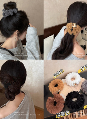 秋冬毛绒大号电话线发圈头绳皮筋女扎头高弹力马尾发绳丸子头发饰