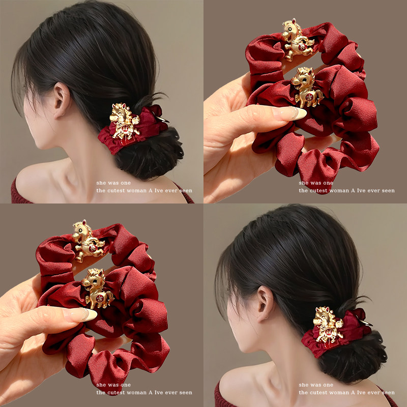 2026马年装饰本命年新年红色大肠发圈肥肠头绳女低马尾丸子头发饰,饰品/流行首饰/时尚饰品新,发饰,淘宝优惠券,粉丝福利购,淘宝优惠卷