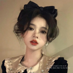 黑色蝴蝶结公主头饰大号抓夹女后脑勺头发夹子鲨鱼夹发卡 2026新款