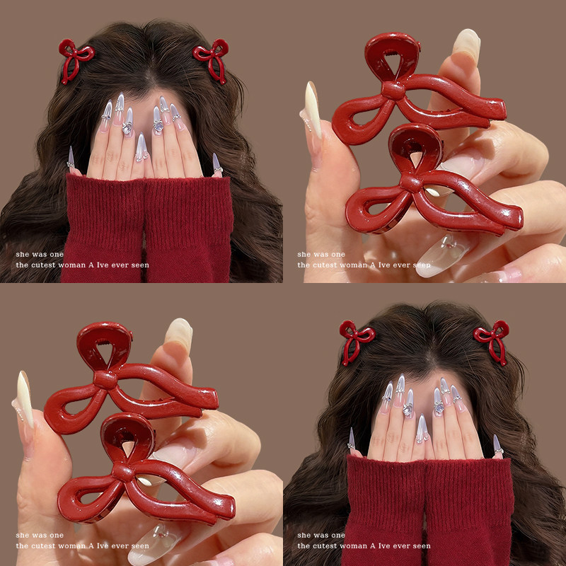 新年红色蝴蝶结小抓夹女高级感前额刘海侧边夹公主头发夹头饰发卡,饰品/流行首饰/时尚饰品新,发饰,淘宝优惠券,粉丝福利购,淘宝优惠卷