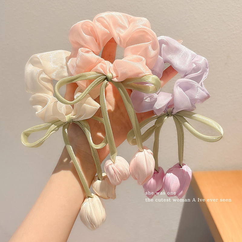 儿童郁金香花朵大肠发圈女童头绳小女孩丸子头发饰蝴蝶结飘带发绳,饰品/流行首饰/时尚饰品新,发饰,淘宝优惠券,粉丝福利购,淘宝优惠卷