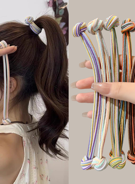 高马尾不塌头绳女生纽扣发圈皮筋高弹力耐用马尾扎头发绳头饰皮套