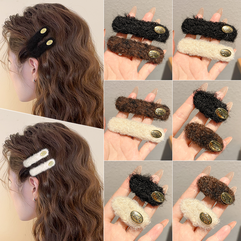 韩系金标毛绒发夹女2025新款高端