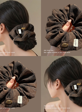 秋冬美拉德缎面格子丸子头大肠发圈女高级感肥肠头绳头花头饰发饰