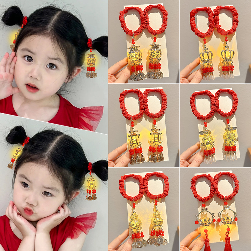 中秋节发光灯笼儿童丸子头发圈