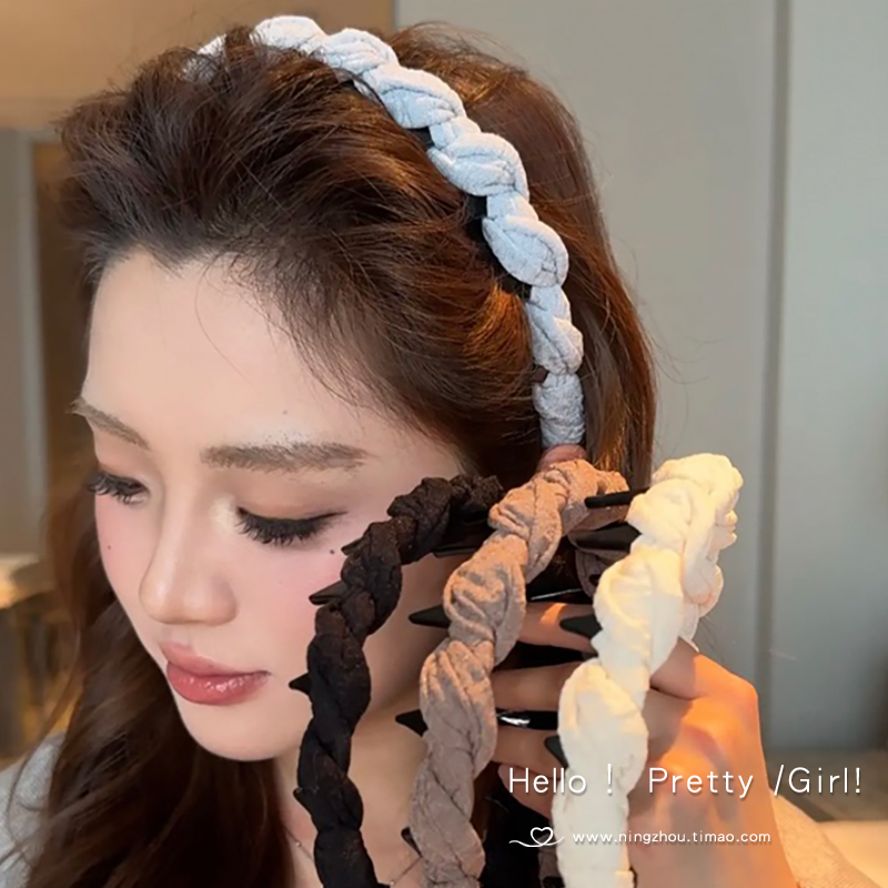 麻花波浪发箍女2025新款带齿防滑