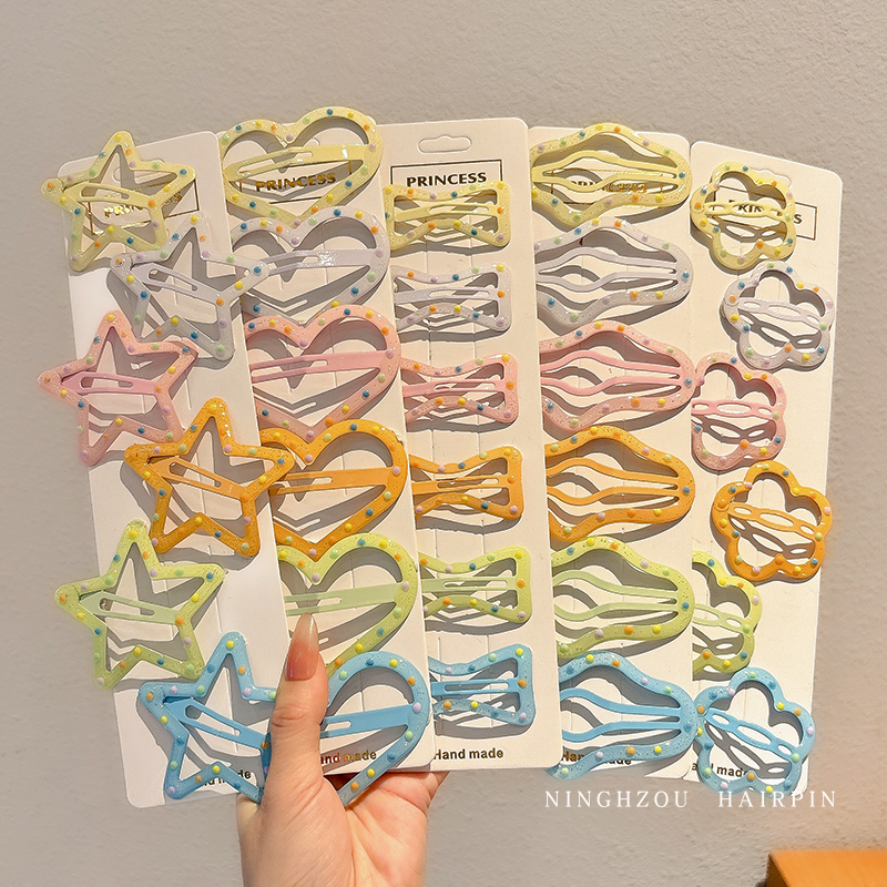 多巴胺彩色波点星星发夹边夹侧边