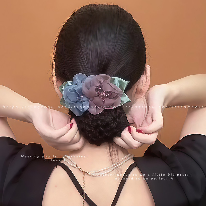 护士头花丸子头发网女盘头发神器图片