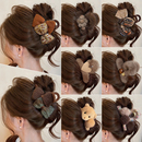 美拉德咖色毛绒抓夹女秋冬后脑勺鲨鱼夹高级感发量少盘发发夹头饰