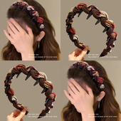 针织毛线波浪高颅顶发箍女日常外戴带齿防滑头箍头饰洗脸压发发卡