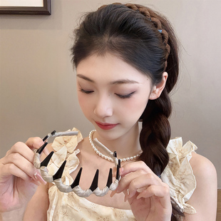高颅顶发捆大波浪发箍女2025新款带齿防滑洗脸压发头箍不勒头发卡