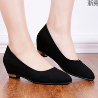 Старая пекинская ткань обувь черная классическая и атмосферная работа носить модную женскую туфли для женских синглов в середине кальти