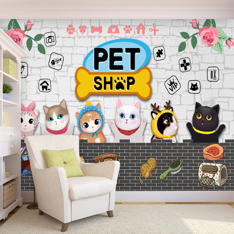 可爱风卡通动漫猫咪涂鸦墙贴画