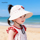 儿童帽子夏季 防晒空顶帽女童大檐宝宝遮阳帽可爱猫咪波点太阳帽子