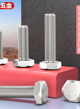 304不锈钢外六角螺丝加长螺栓螺钉螺杆对边14mmM8 对边17mmM10