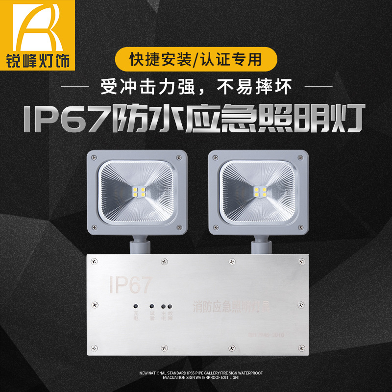 IP67防水应急照明灯 led隧道安全出口双头标志灯冷库应急照明灯