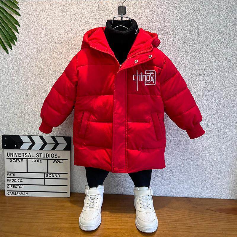 儿童棉服2025新款男童棉衣冬季加厚宝宝中长款羽绒服男孩棉袄外套
