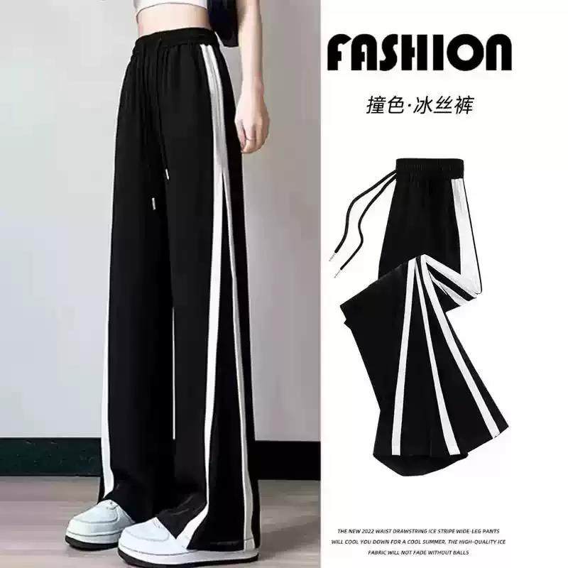 2025新款运动裤女大童夏季高腰垂感少女直筒裤子显瘦初中生阔腿裤