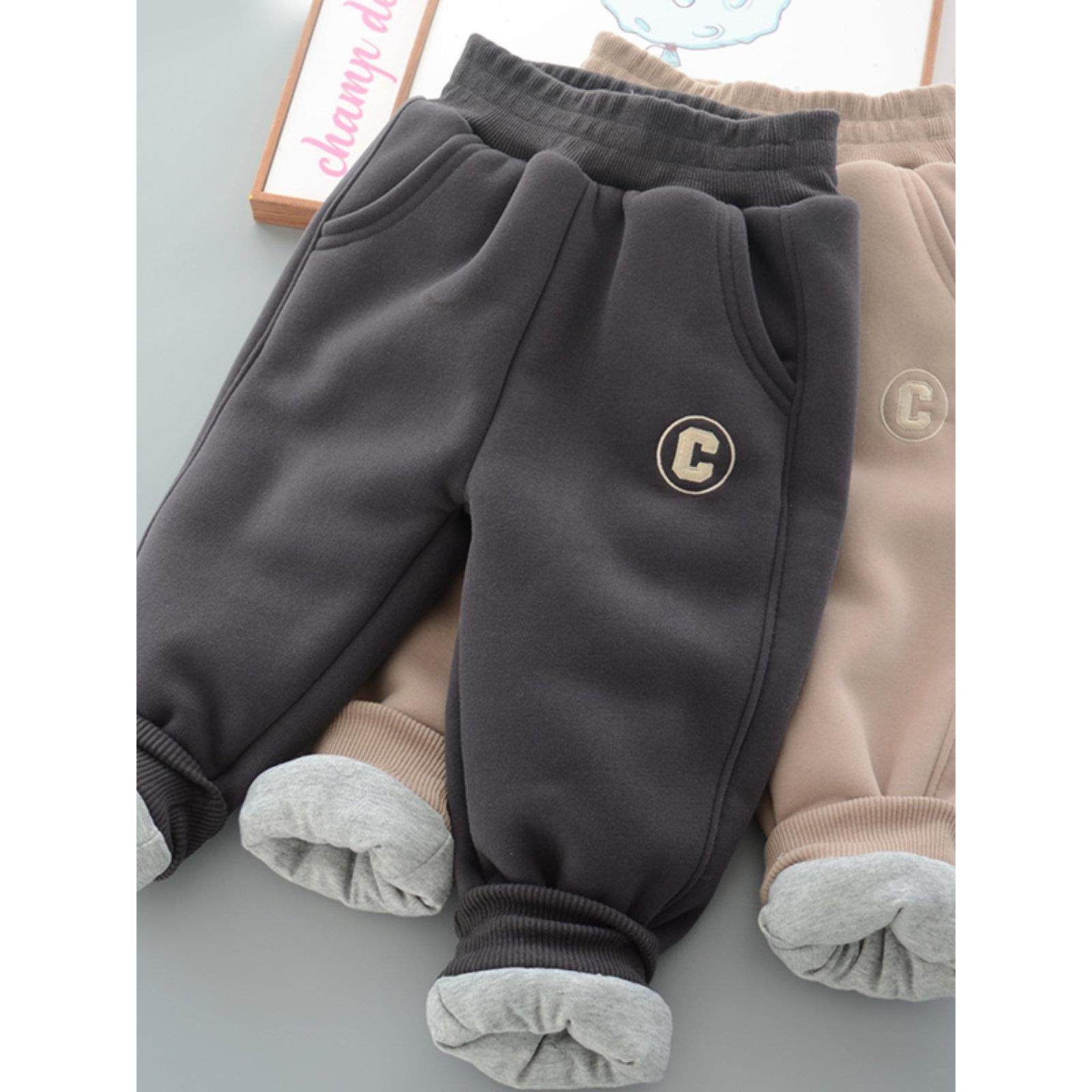 儿童棉裤 男童女童纯棉夹棉加厚运动裤 美拉德冬季保暖裤三层加棉