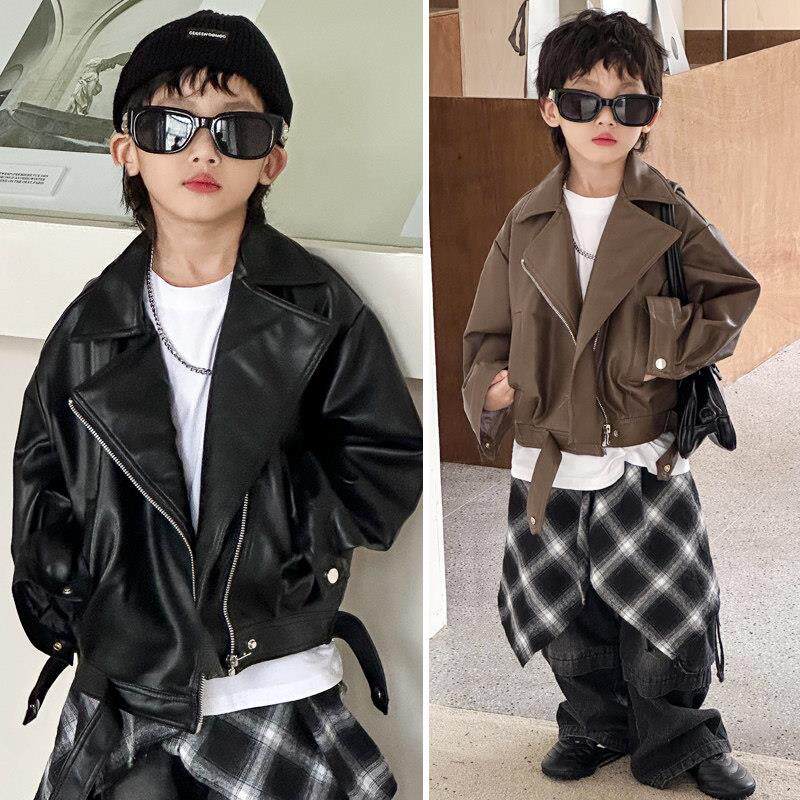 春秋季潮装炸街机车风韩版儿童夹克上衣皮衣帅气童装男童洋气外套