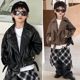 春秋季潮装炸街机车风韩版儿童夹克上衣皮衣帅气童装男童洋气外套