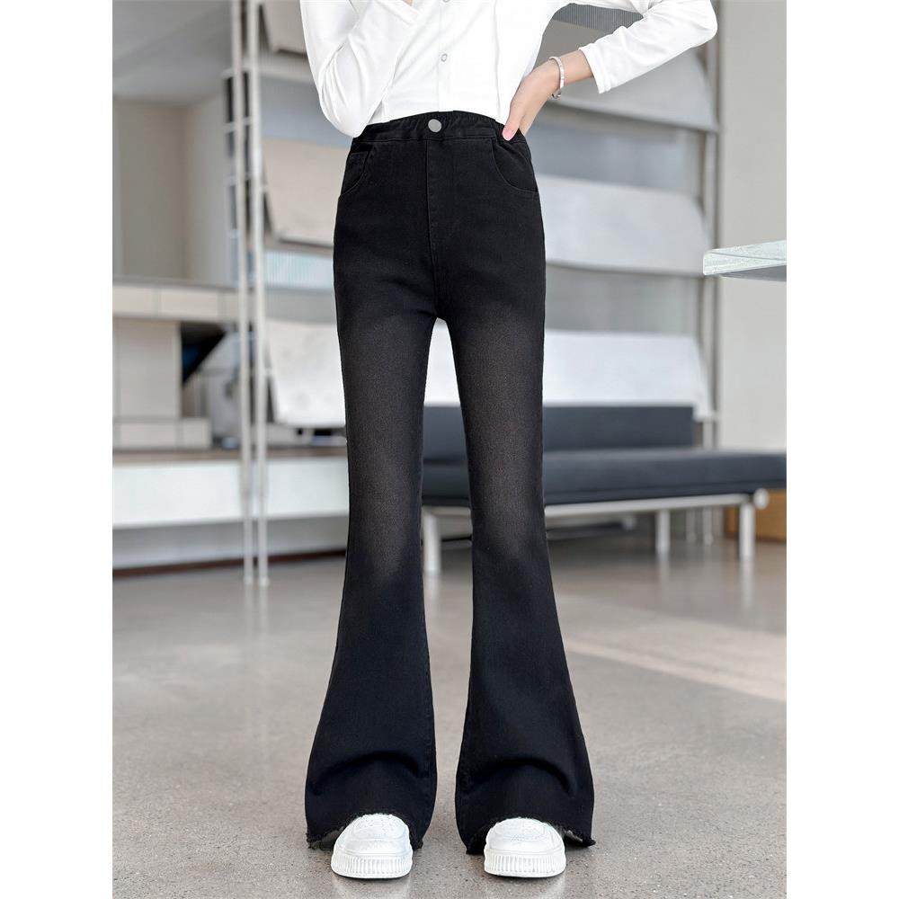 女童牛仔裤时尚潮流春秋韩版洋气喇叭裤儿童春季女孩显瘦黑色裤子,童装/婴儿装/亲子装,儿童牛仔裤,淘宝优惠券,粉丝福利购,淘宝优惠卷