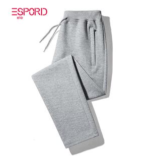 纯棉直筒卫裤男休闲裤浅灰色运动裤子宽松中年秋冬季加绒全棉长裤