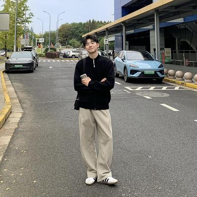 420g重磅直筒加绒卫裤男秋冬季宽松保暖厚实垂感休闲长裤2025新款