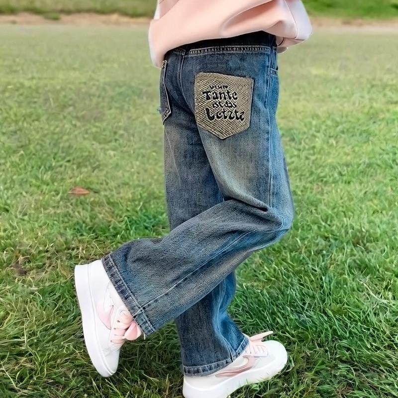 女童牛仔裤春秋款2025新款儿童秋装大童阔腿长裤春季女孩直筒裤子,童装/婴儿装/亲子装,儿童牛仔裤,淘宝优惠券,粉丝福利购,淘宝优惠卷