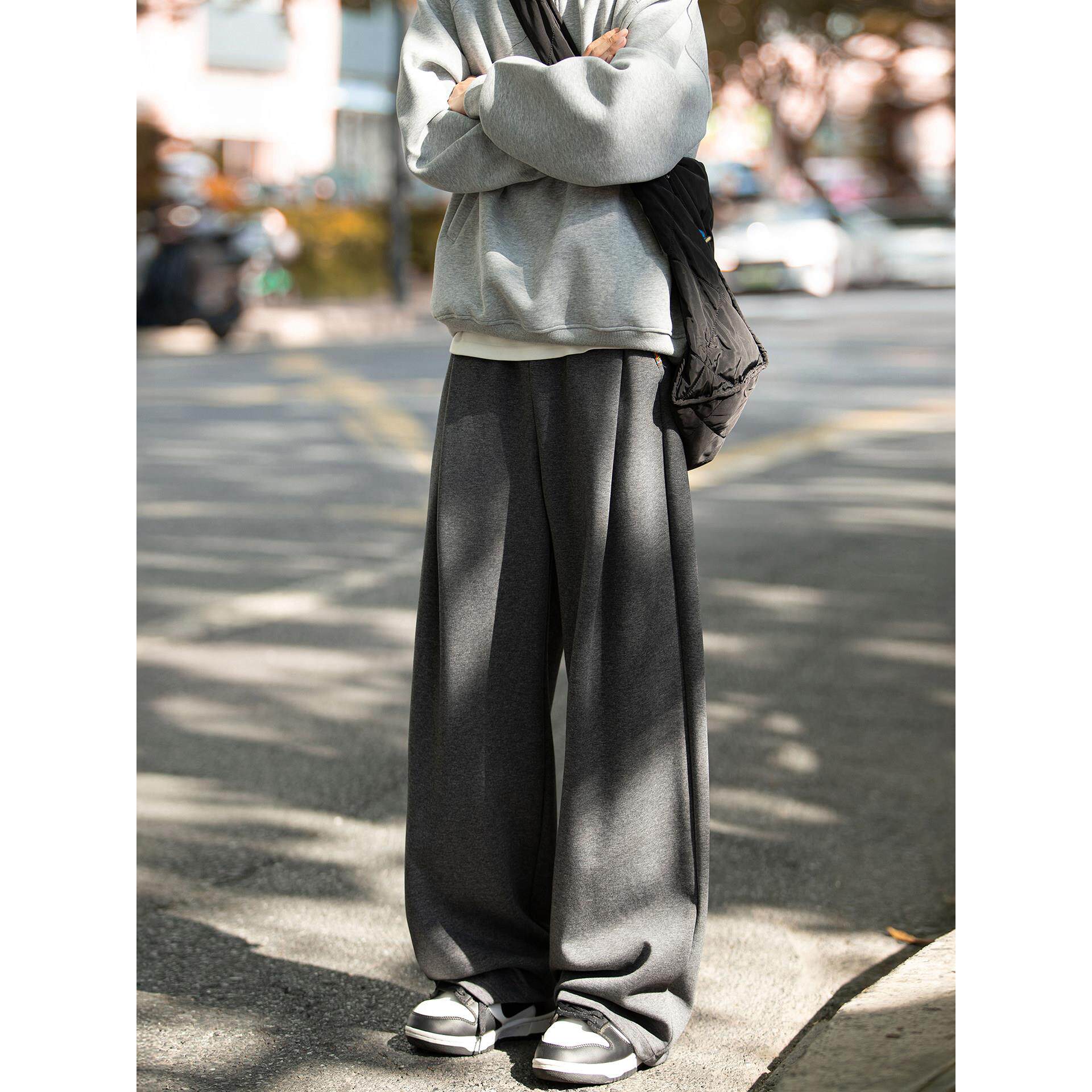 深灰色休闲裤男秋冬2025新款日系男生宽松直筒运动卫裤